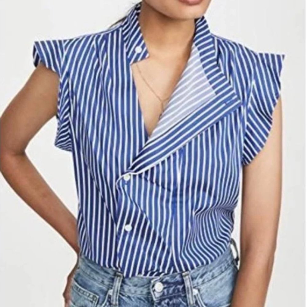 NWT  DEREK LAM 10 CROSBY Asymmetrical Striped Top Size: 00/XXS